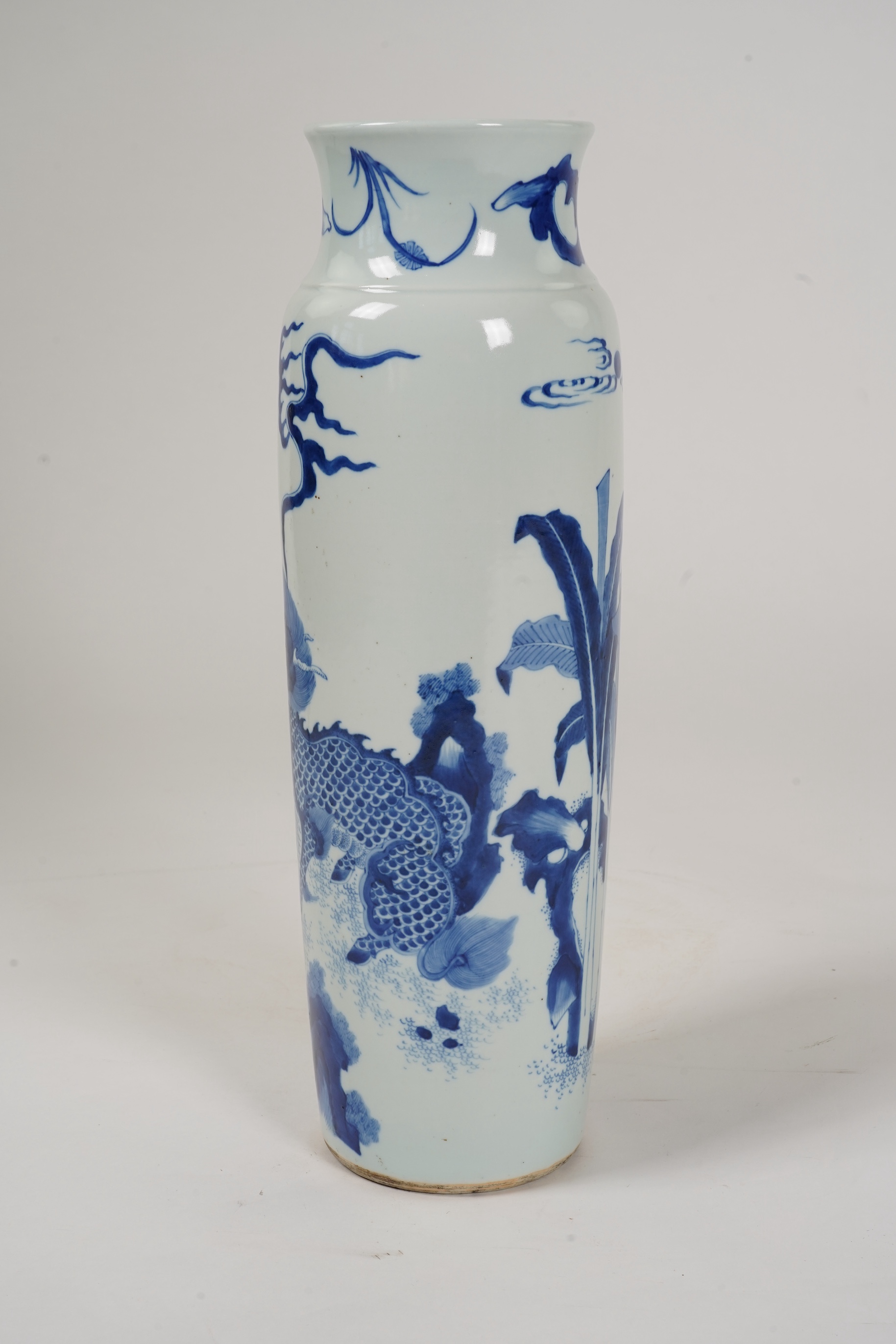 A Chinese blue and white ‘qilin’ rolwagen vase, possibly Chongzhen period (1627-1644)